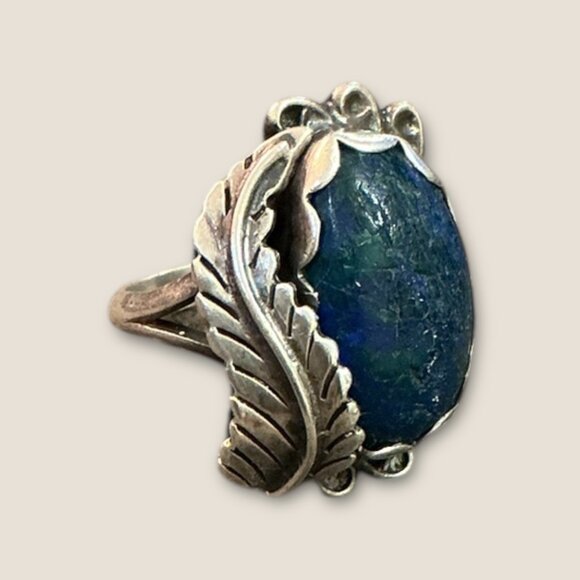 Native American Sterling Silver Ring With Lapis Lazuli Stone 4.75 - Picture 3 of 7